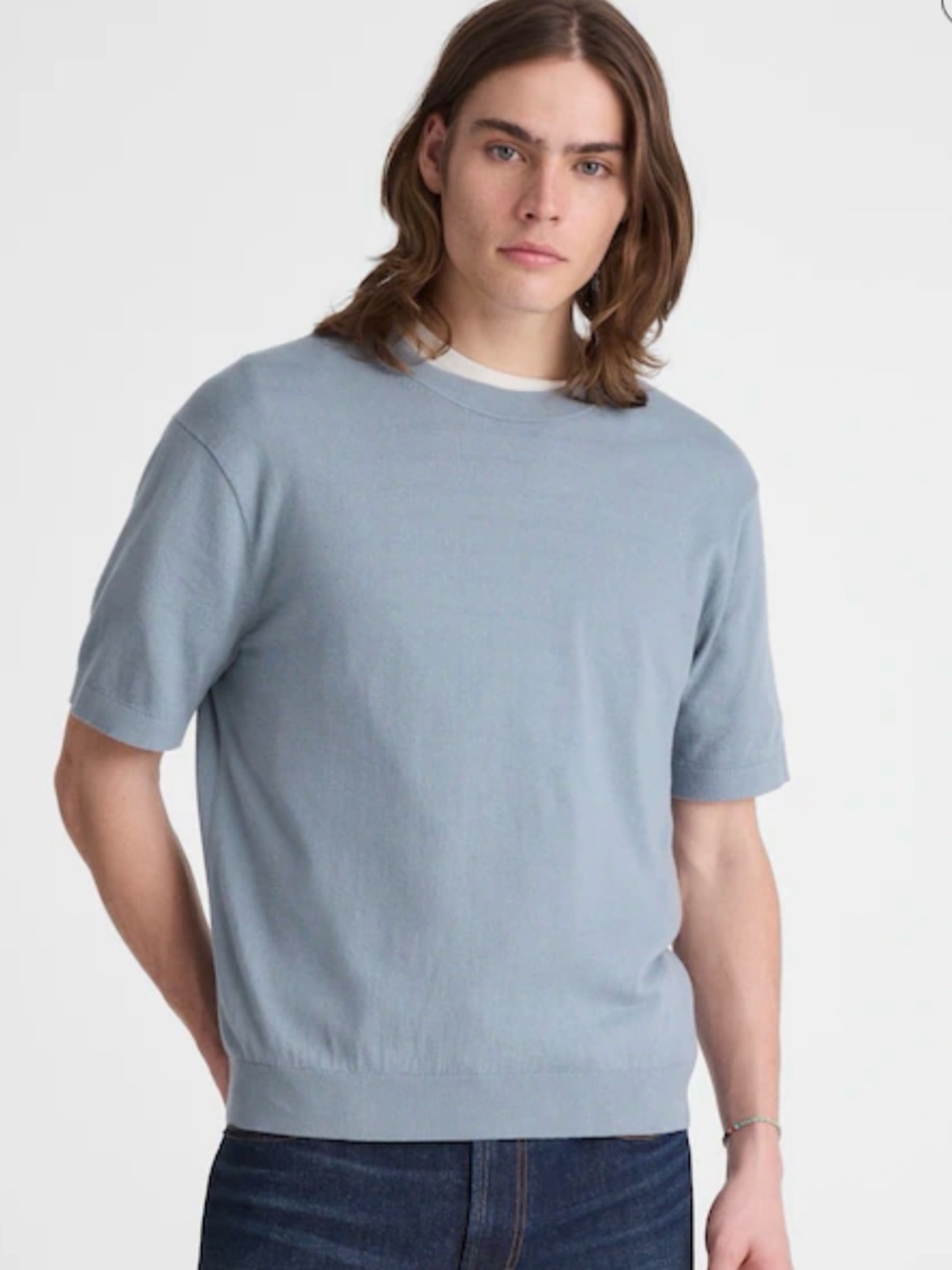 New! Madewell Mens Crewneck Sweater Tee in Everyday 100% Cotton in Overcast